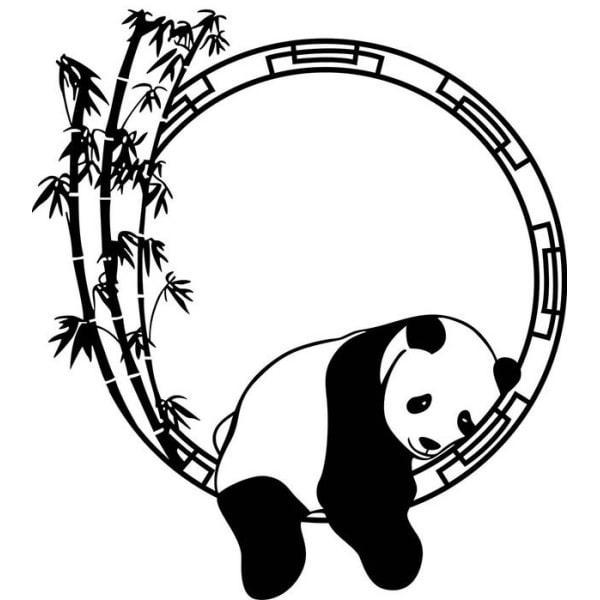 Sød panda vægklistermærke - afslappet sort/hvid