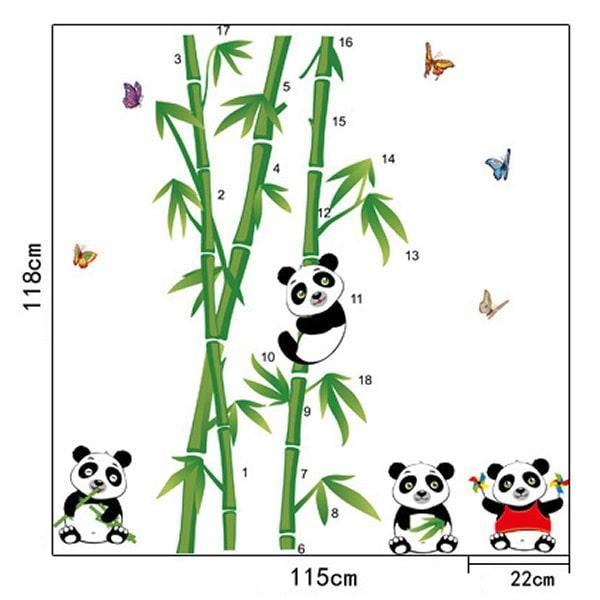 Panda vægklistermærke med bambusmotiver.