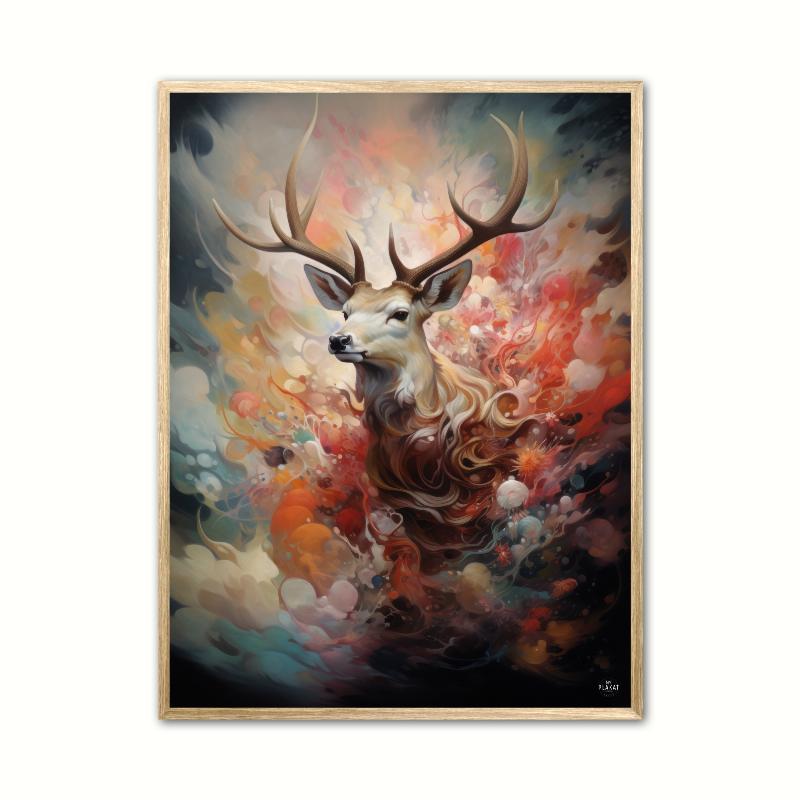 Plakat med Stag's Vivid Dreamscape - A4 21 x 29,7 cm