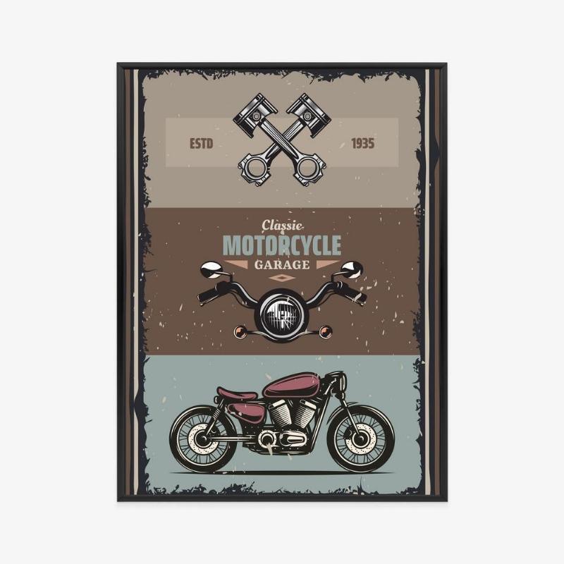 Plakat – Vintage motorcykel med tilbehør