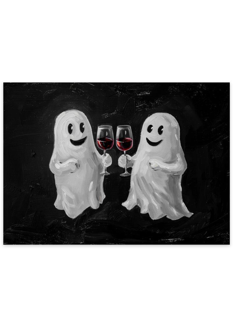 Søde spøgelser med skåler - Halloween plakat