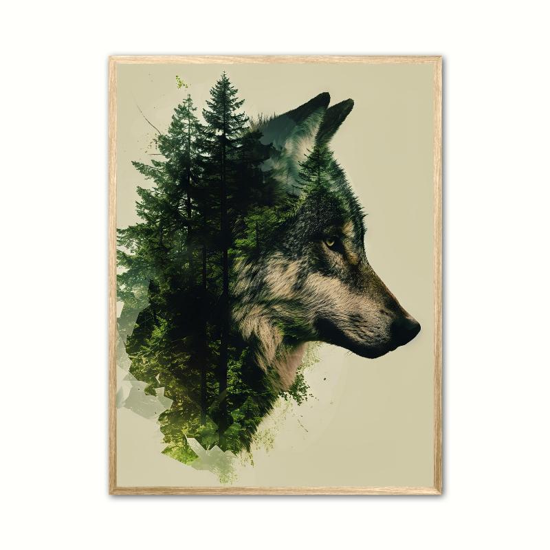 Ulveplakat - Skovmotiv 21 x 29,7 cm (A4)