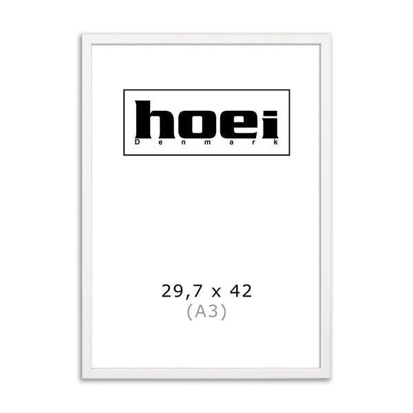HOEI A3 Plakatramme - Hvid Træ med Glas
