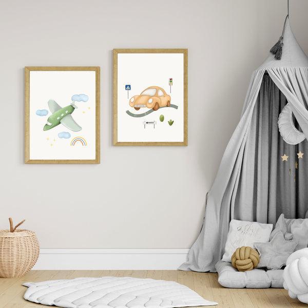 Lille Plakatsæt – Bil & Fly – 2 Plakater