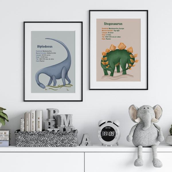 Lille Plakat Sæt - Diplodocus & Stegosaurus