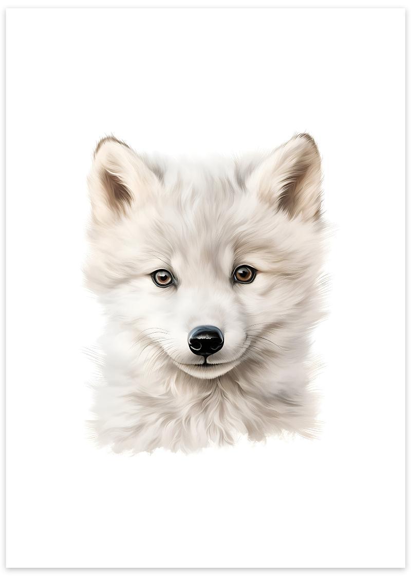 Charmerende plakat af sød polarulv til børn