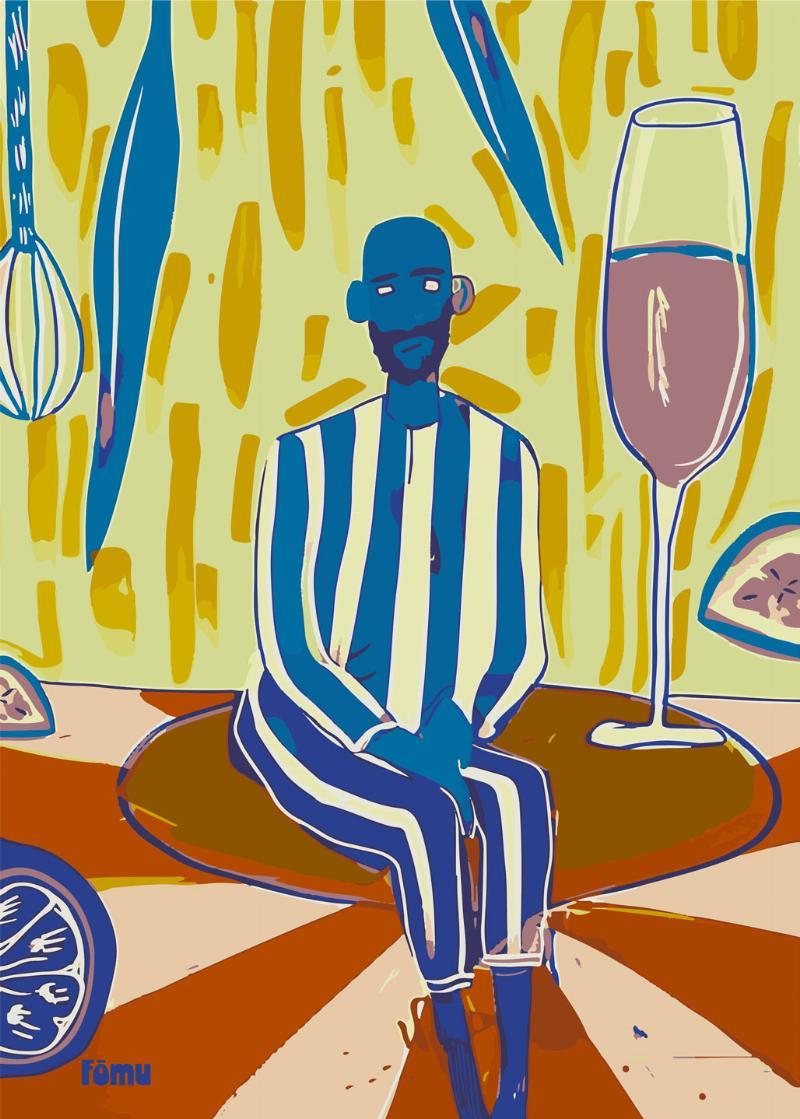 Rødvinspyjamas til mænd fra Fōmu Illustrations