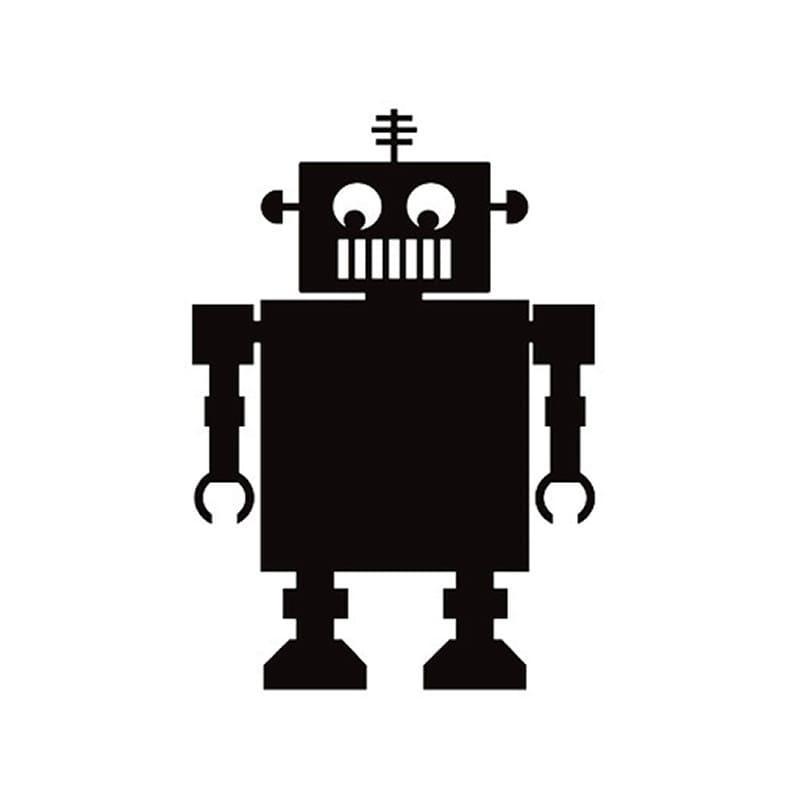 Sød robot tavle wallsticker til kridt 69x49cm