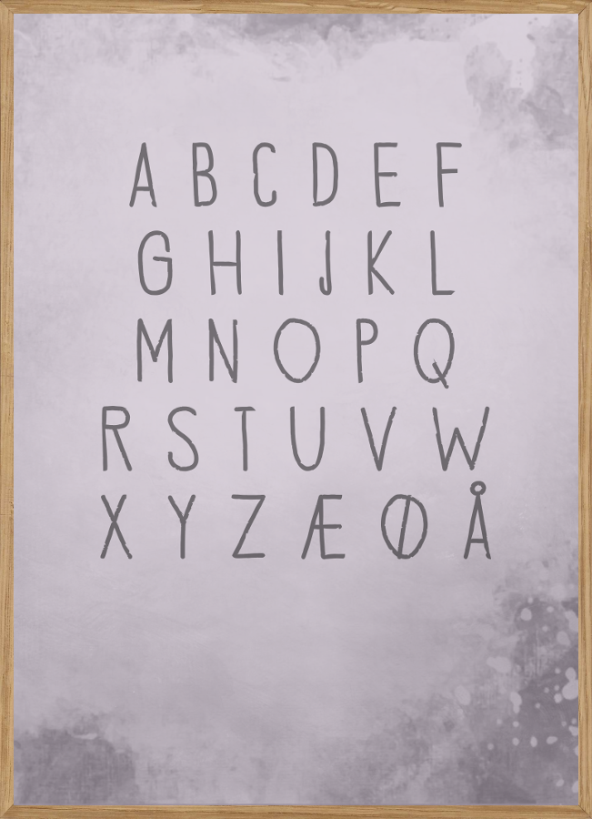 ALPHABET - ROSA BØRNEPLAKAT A4 (21 x 29,7 cm)