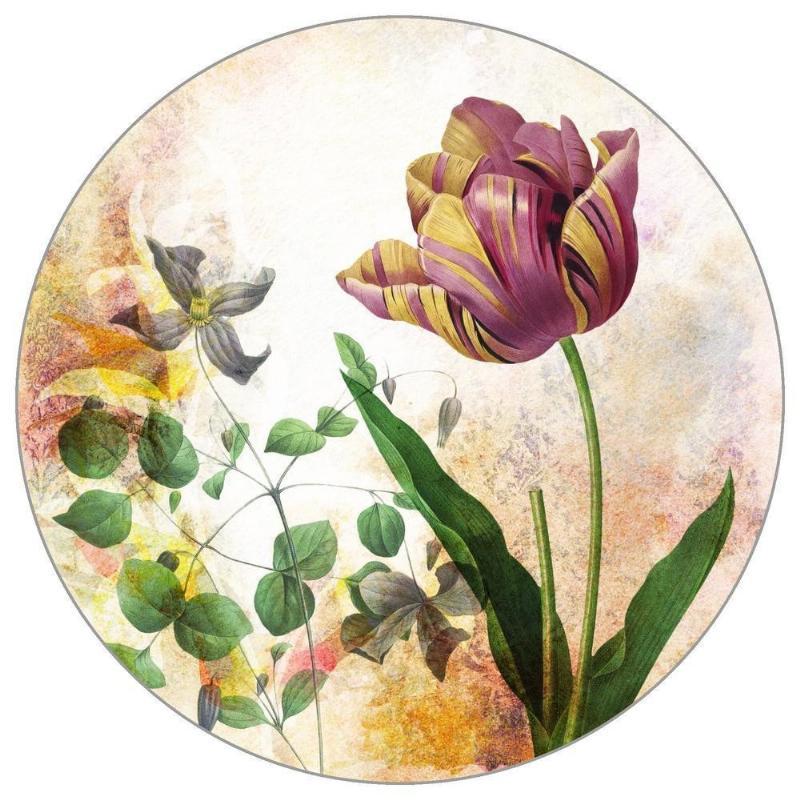 Vintage botanisk vægmaleri - Rundt design