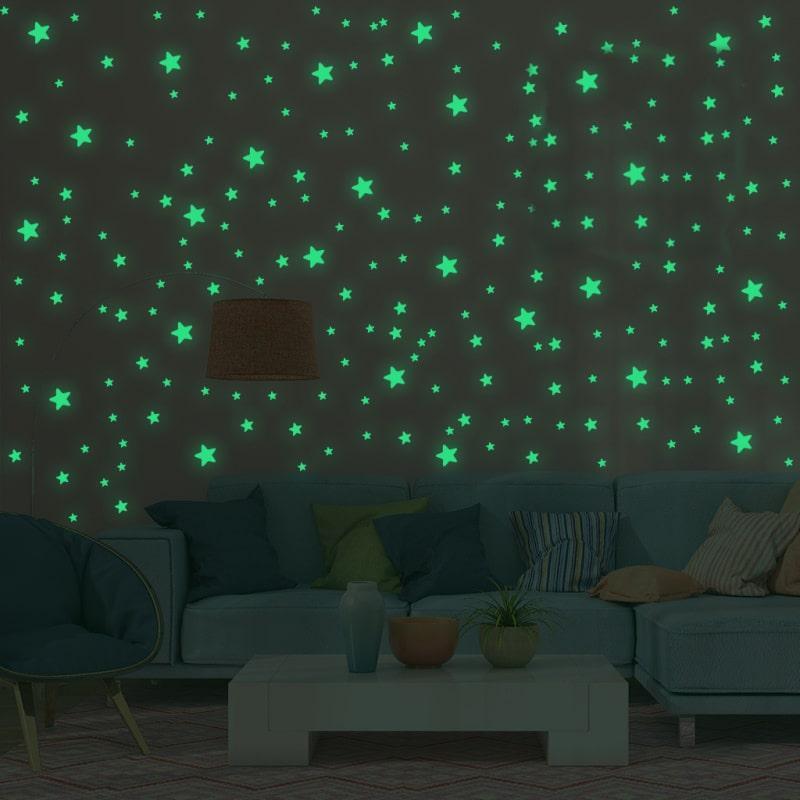 Selvlysende stjerner wallsticker - 333 stk.