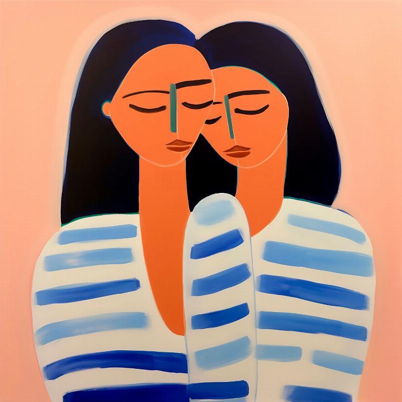 Søstre i blå striber af Fōmu Illustrationer