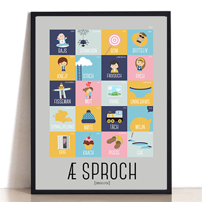 Æ Sproch Plakat i Grå 30 x 40 cm