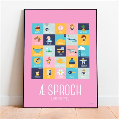 Æ SPROCH – PLakat i lyserød farve