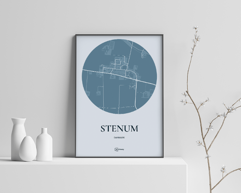 Stenum Plakat Rundt Havblå 21×30 cm (A4)