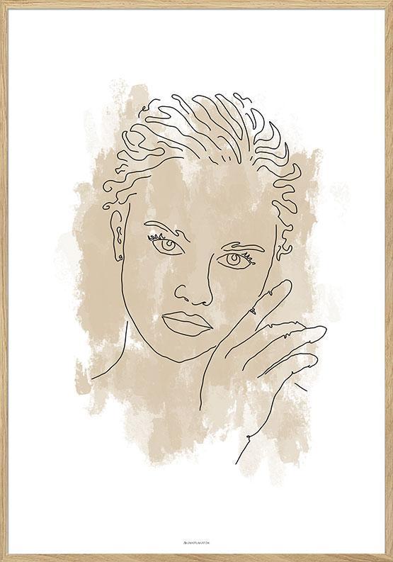 Kunstplakat - Kvinde i beige nr. 1