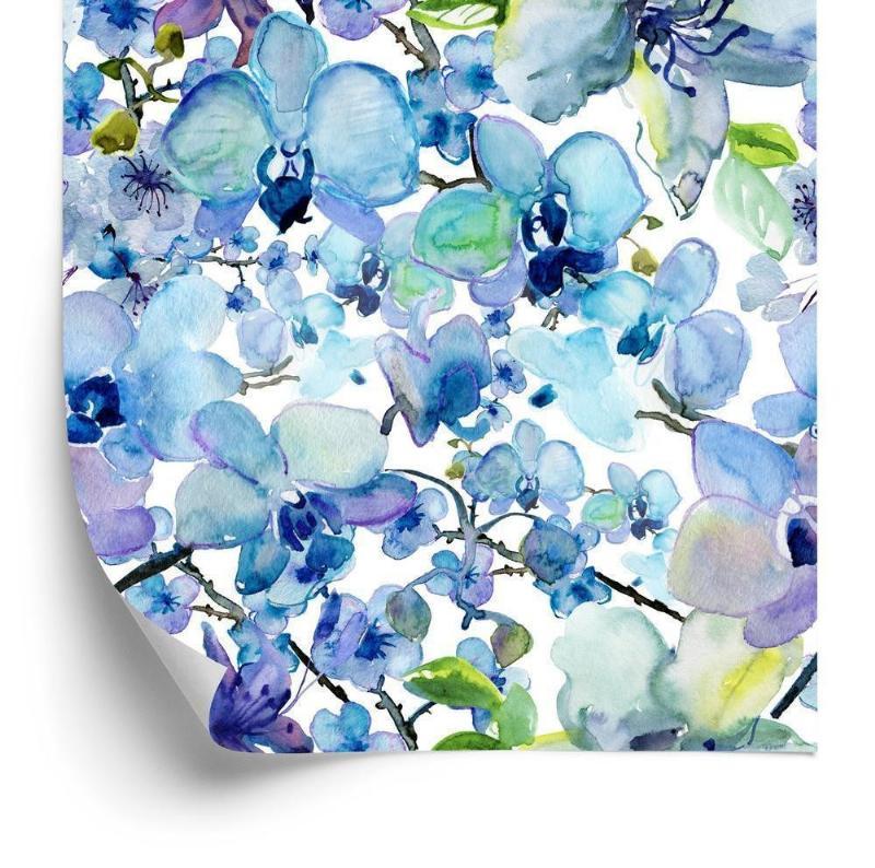 Tapet - Akvarel malede orkideblomster