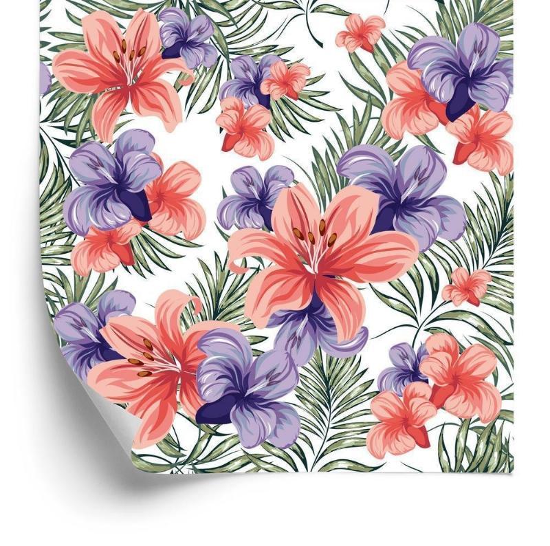 Tapet med farverige forårsblomster
