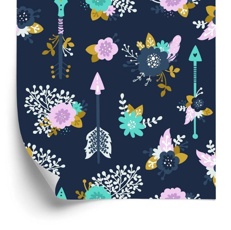 Tapet - Indiske pile med blomsterdesign
