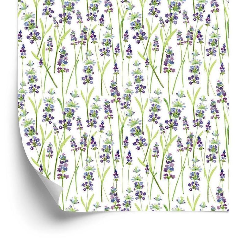 Tapet med lavendel og grønne planter