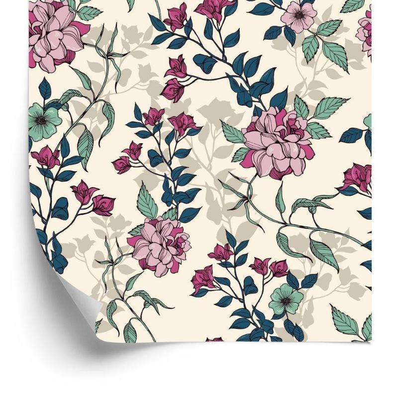 Tapet med romantiske blomster