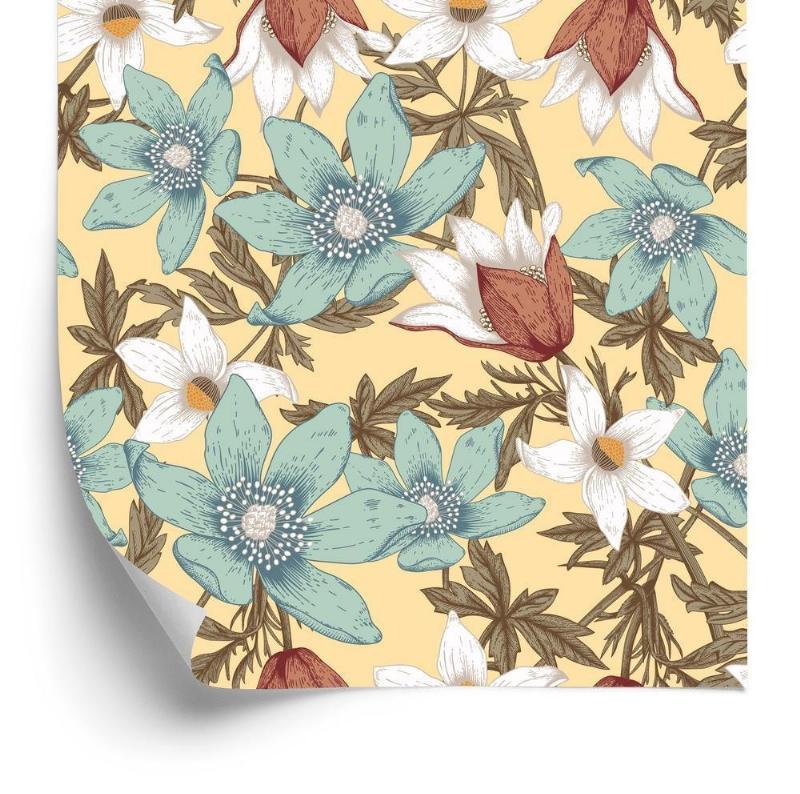 Tapet - Elegante farverige blomsterdesigns