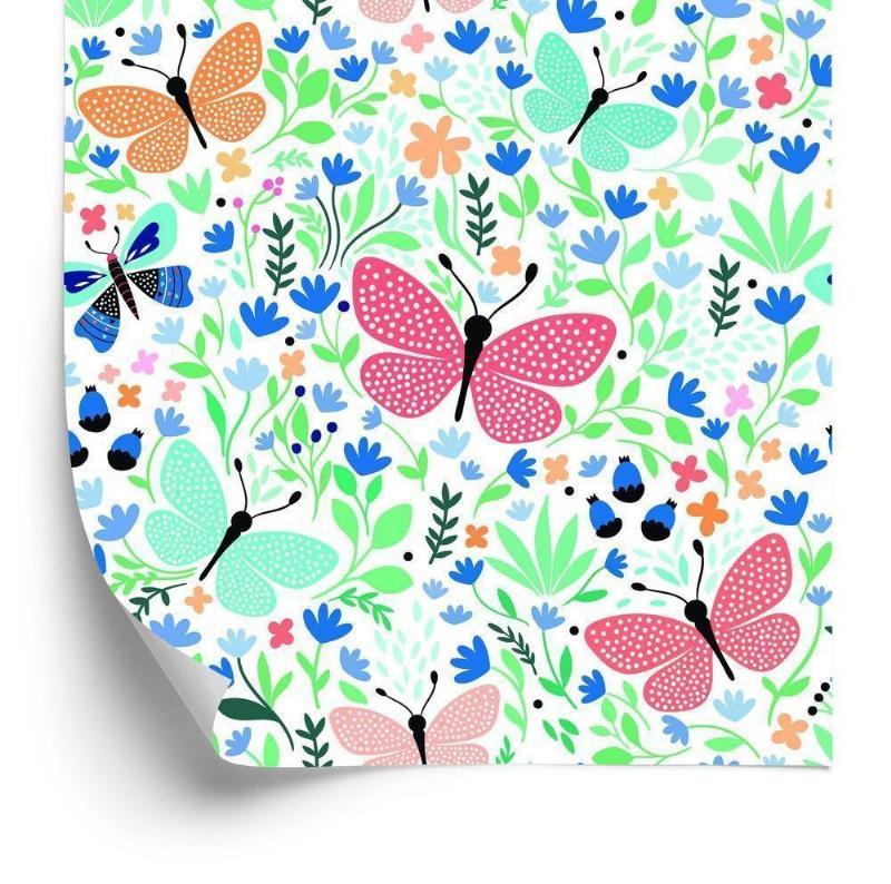 Børnetapet - Sommerfugle og blomster