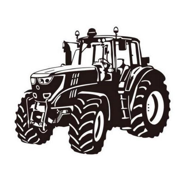 Stor sort traktor vægklistermærke 37x56 cm.