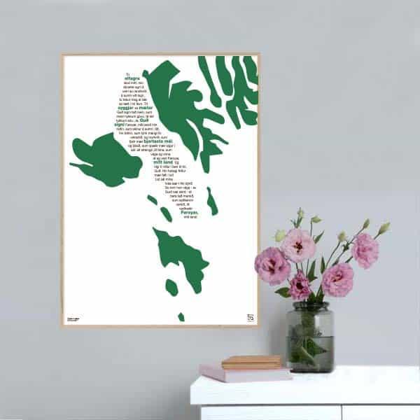 Tú alfagra land mítt – Færøsk nationalsang plakat 40x50 cm