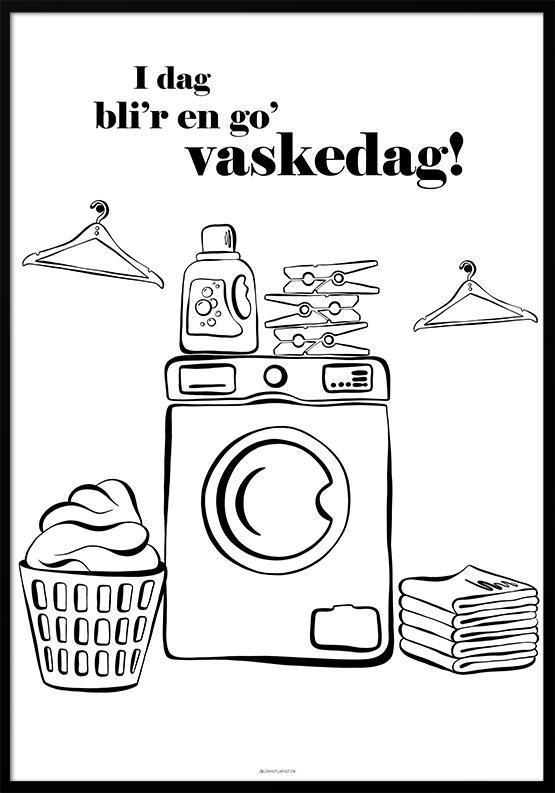 Vaskeguide plakat med rengøringsværktøjer