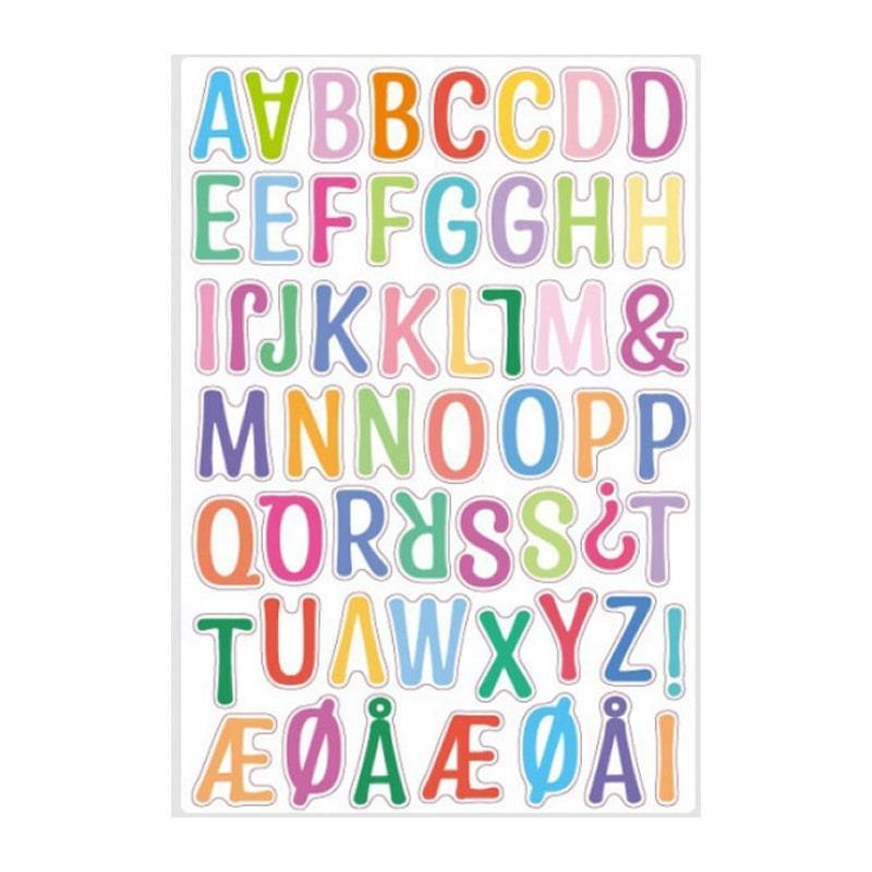 Farverige bogstaver wallsticker A-Z. Store.