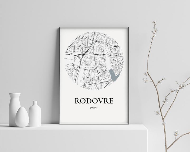 Rødovre Plakat Rundt Hvid 35x50 cm (B3)