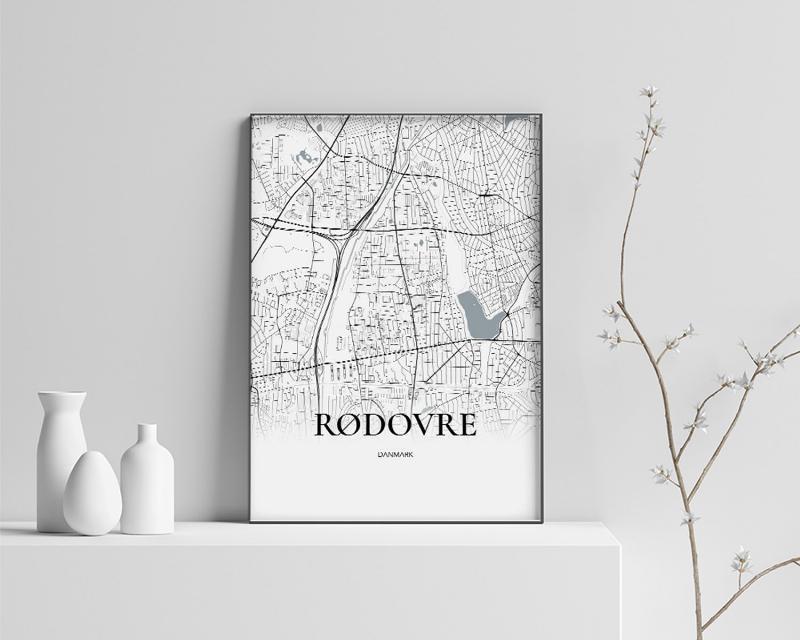 Rødovre Plakat - Fuldt kort Hvid 30x42 cm (A3)