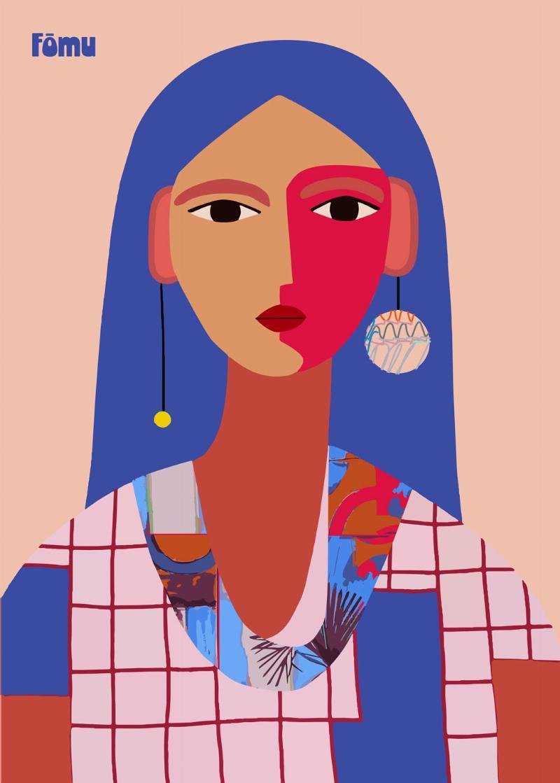 Kvinde med blå hår af Fōmu Illustrationer