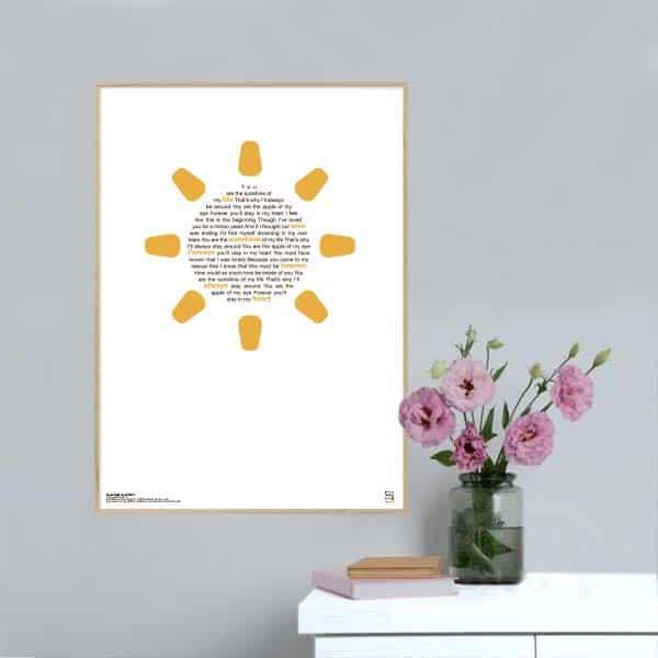 Du er solskin i mit liv - Stevie Wonder plakat 15x21 cm