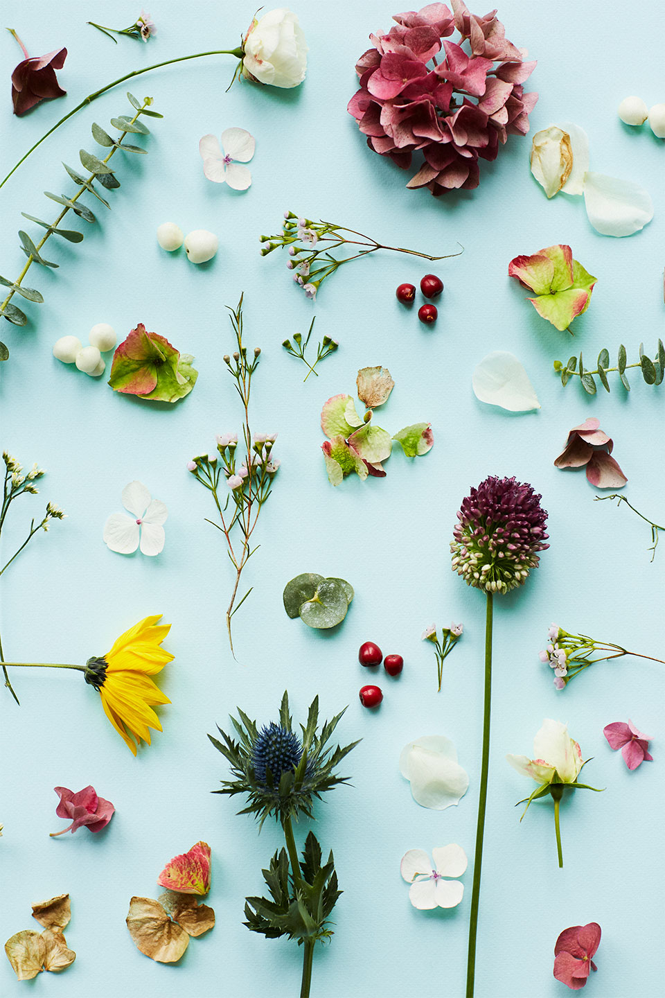 Unikt Blomstermaleri "Blue Flower" af Camilla Schmidt