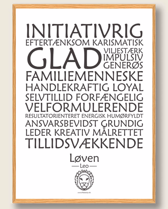 Stjernetegn løven (hvid) - plakat