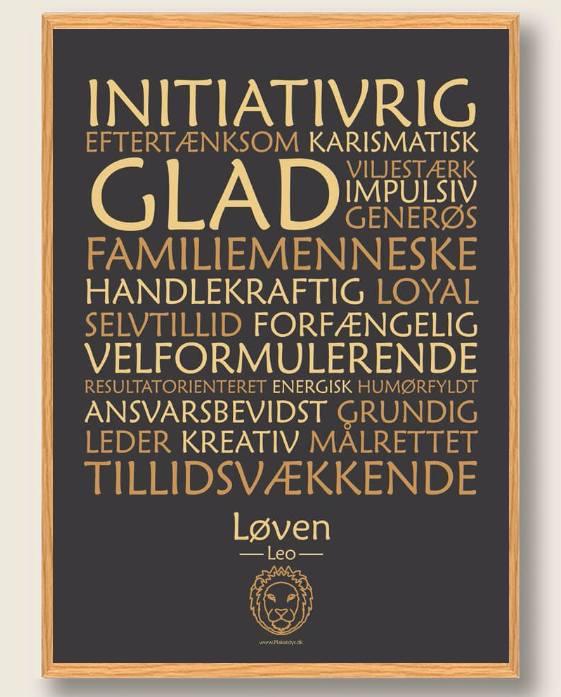 Stjernetegn løven (sort) - plakat
