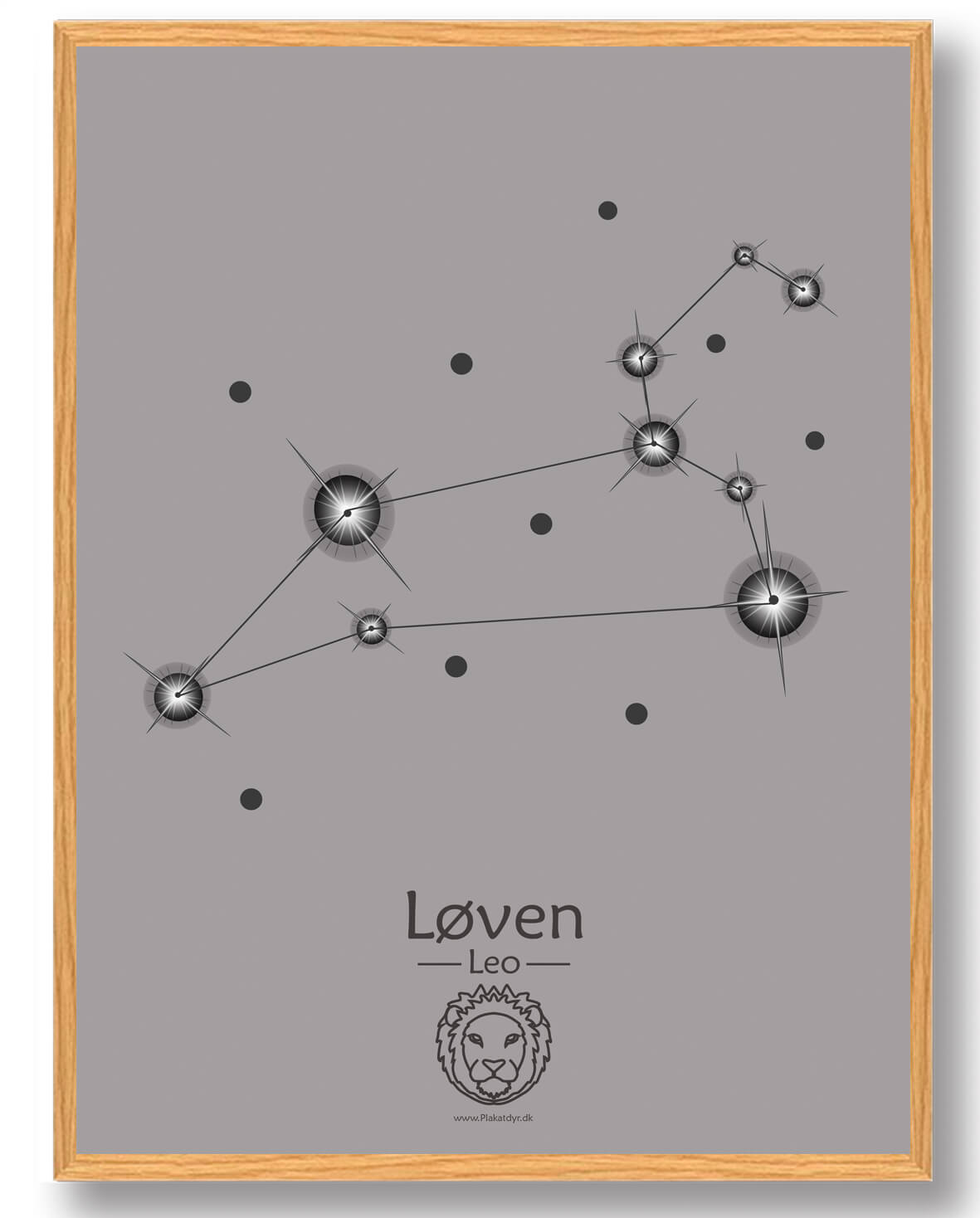 Stjernebillede løven (grå) - plakat