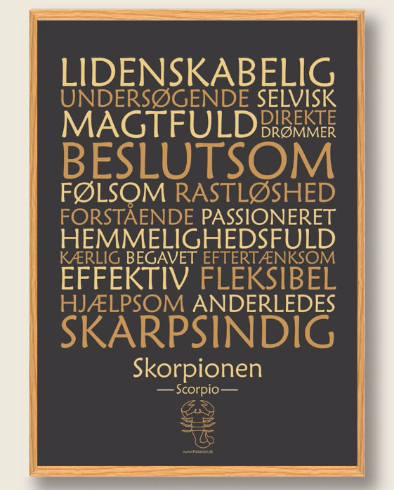 Skorpionen Stjernetegn Plakat - Ideel gaveidé!