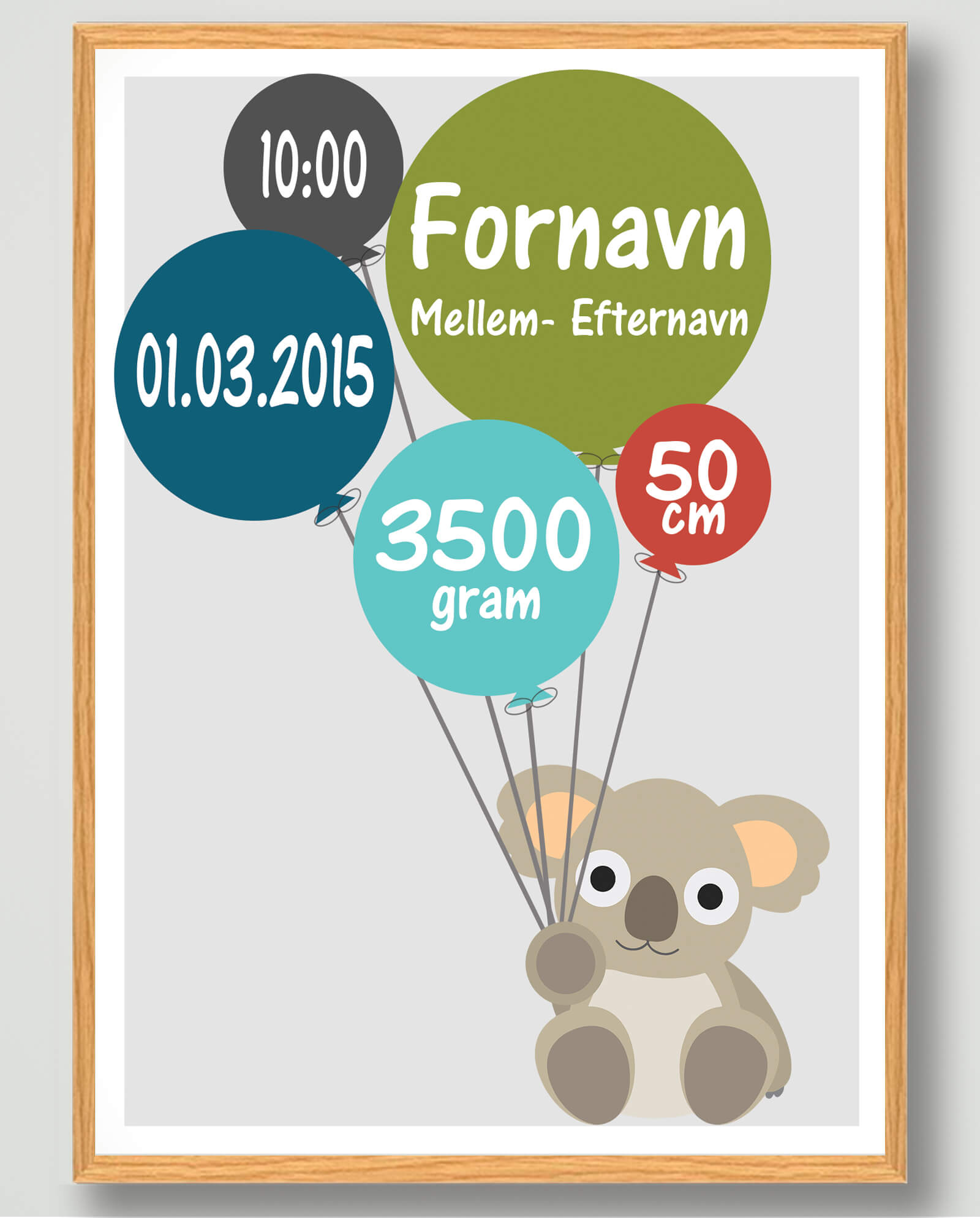 Fødselsplakat Koalabjørn