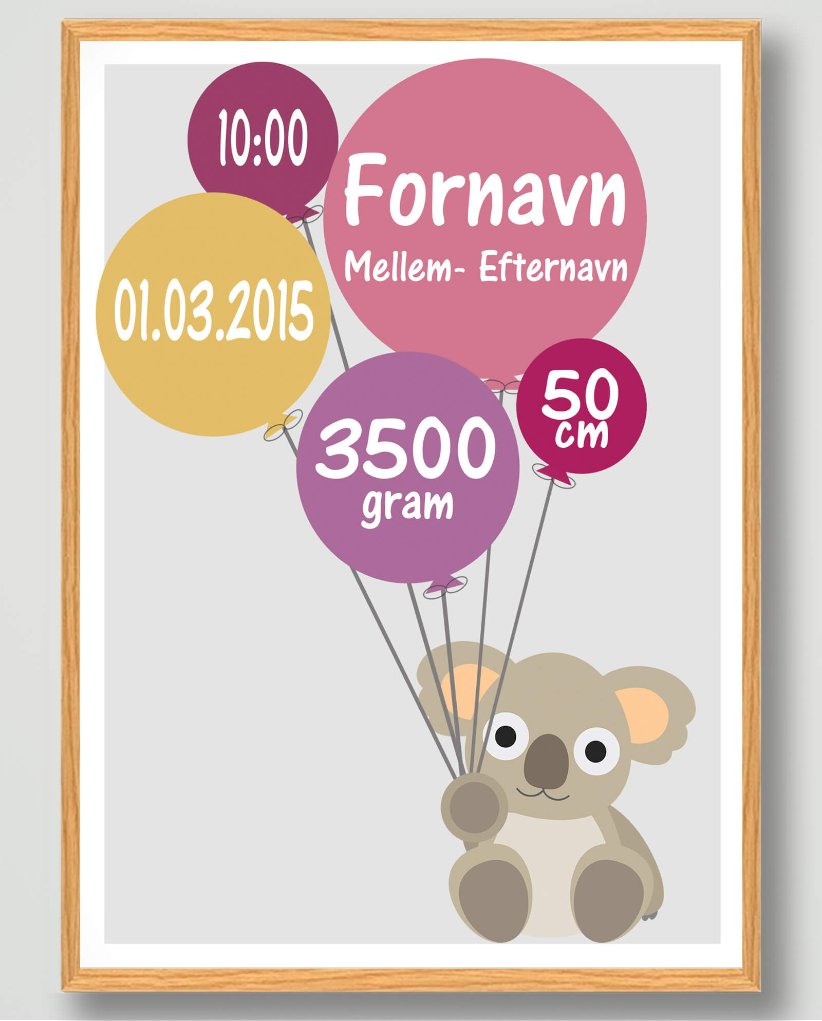 Fødselsplakat Koalabjørn