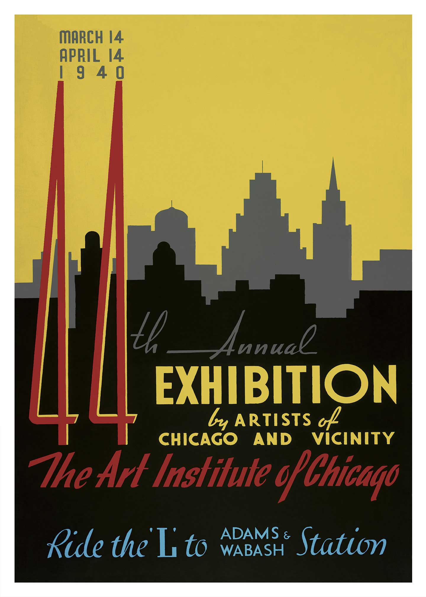 1940 Plakat fra Art Institute of Chicago - Vintage Design