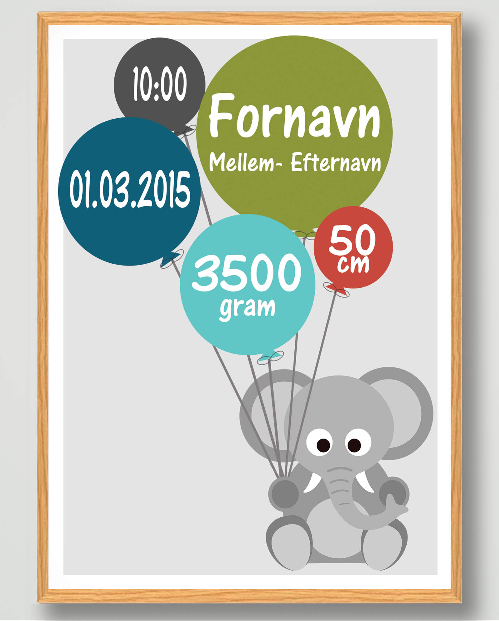 Fødselsplakat Elefant