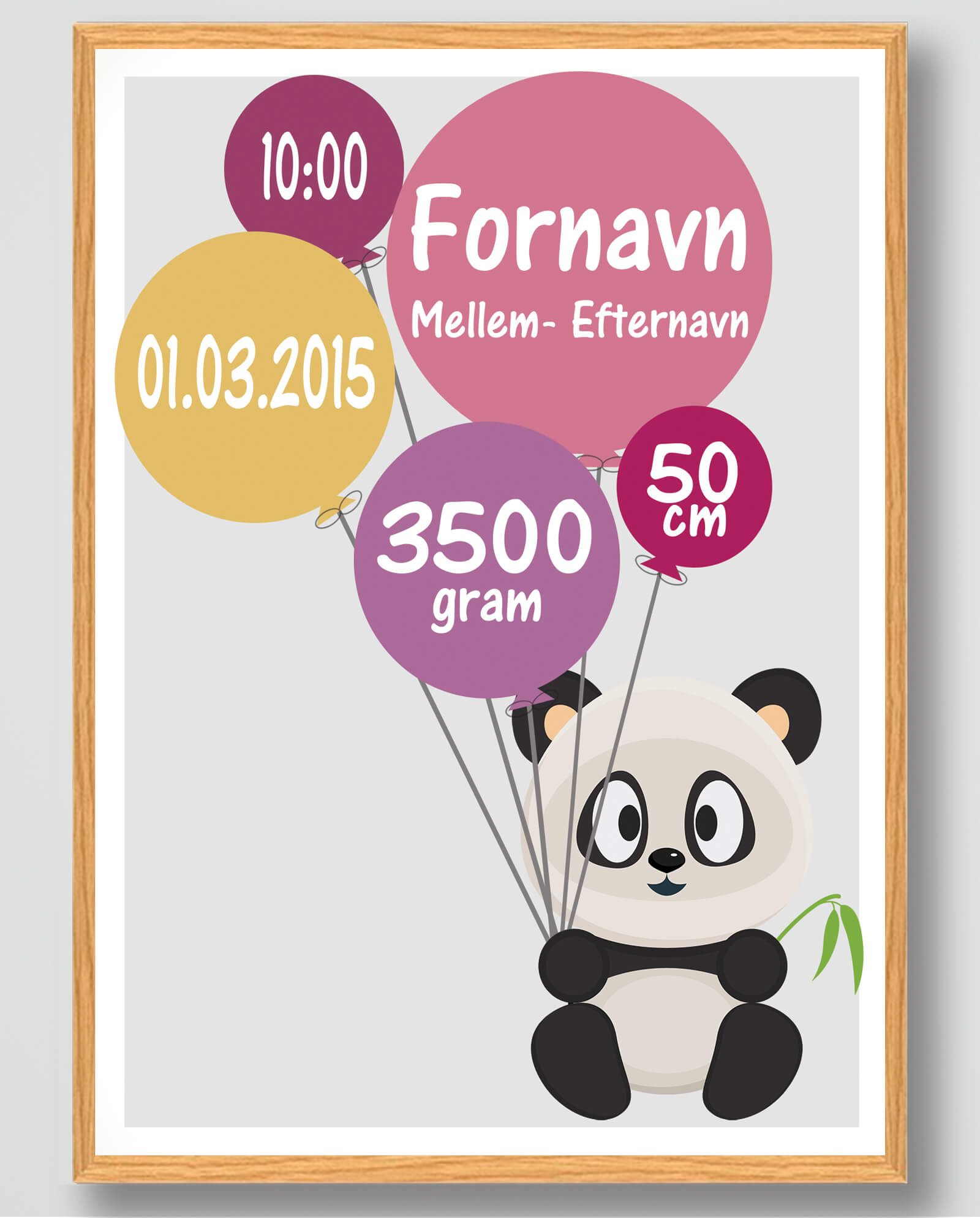 Sød Panda Fødselsplakat - Perfekt til Gaven!