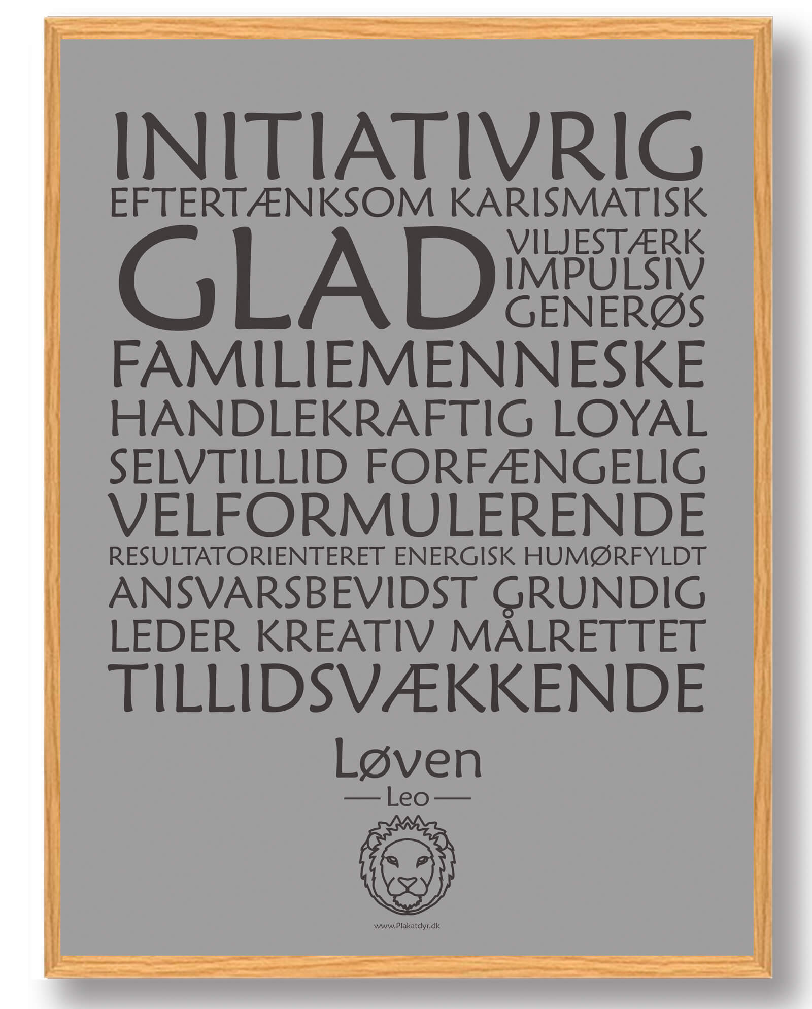 Stjernetegn løven (grå) - plakat