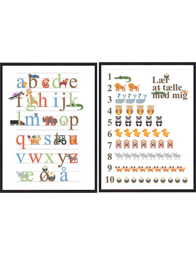 ABC + Lær At Tælle - Plakat til Børn