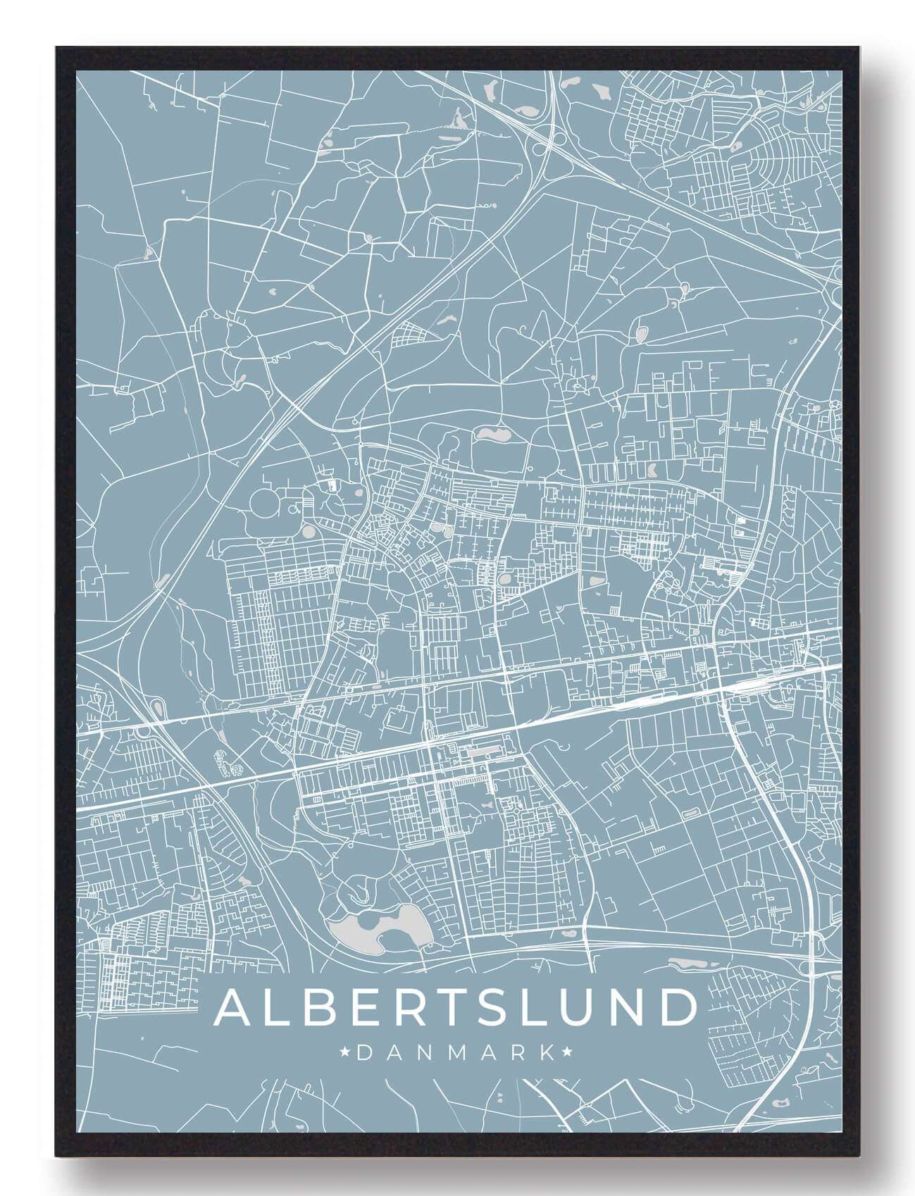 Albertslund plakat i lyseblå – smuk naturudsigt