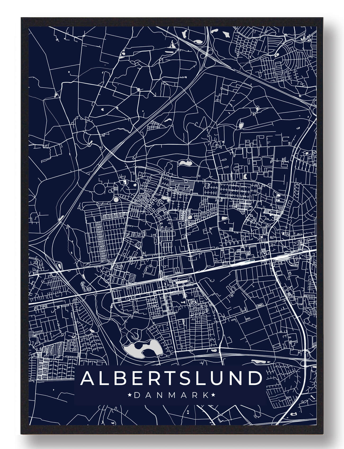 Albertslund Plakat - Mørkeblå Kunstværk til Stuen