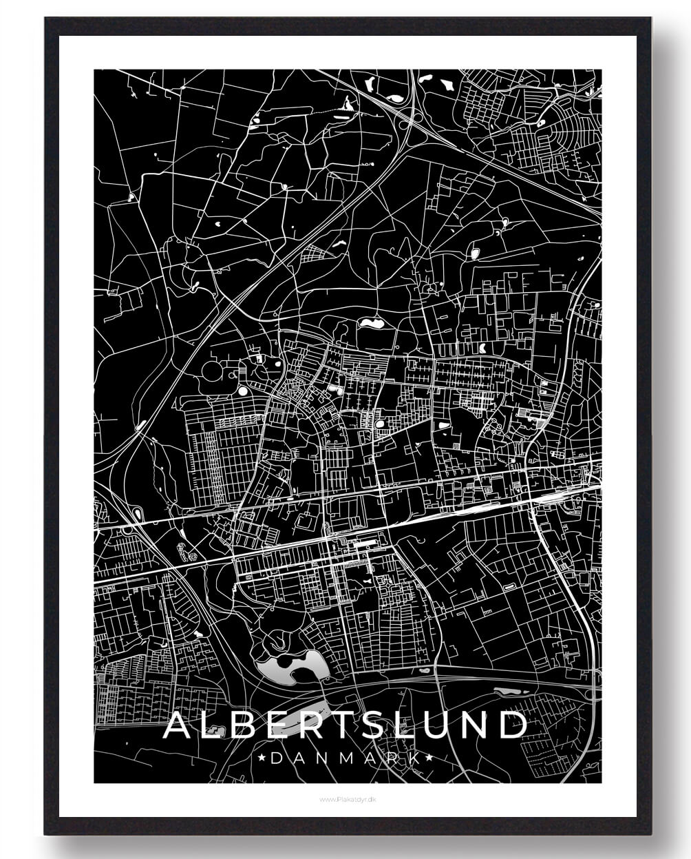 Albertslund Plakat – Sort Kunstværk til Dit Hjem